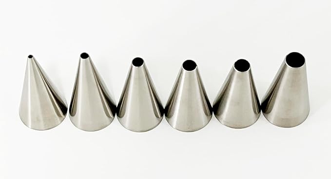 6pcs Round Icing Piping Tips, Standard Size Piping Nozzles Set, Stainless Steel Frosting Piping Kit, Cake Decorating Icing Tips Suitable for Standard Coupler