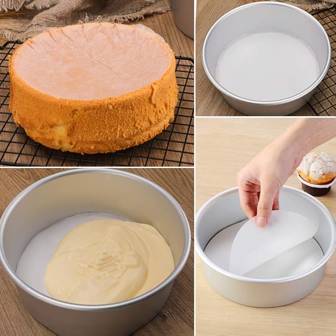 8 Inch Parchment Paper Rounds, Set of 200, Non Stick Baking Parchment Circles, Cake Parchment Rounds for Cake Pan, Springform Pan, Tortilla Press and so on(4.5/5.5/6/7/9/10/12in Available)