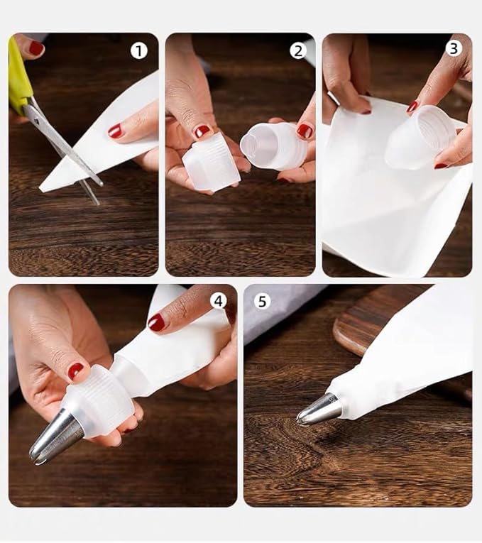 Piping Bags and Tips Set, 14Pcs Cake Decorating Kit with 16 inch Reusable Cotton Pastry Bags, Medium Icing Tips, 2 Couplers, 2 Icing Bags Ties, and Clean Brush