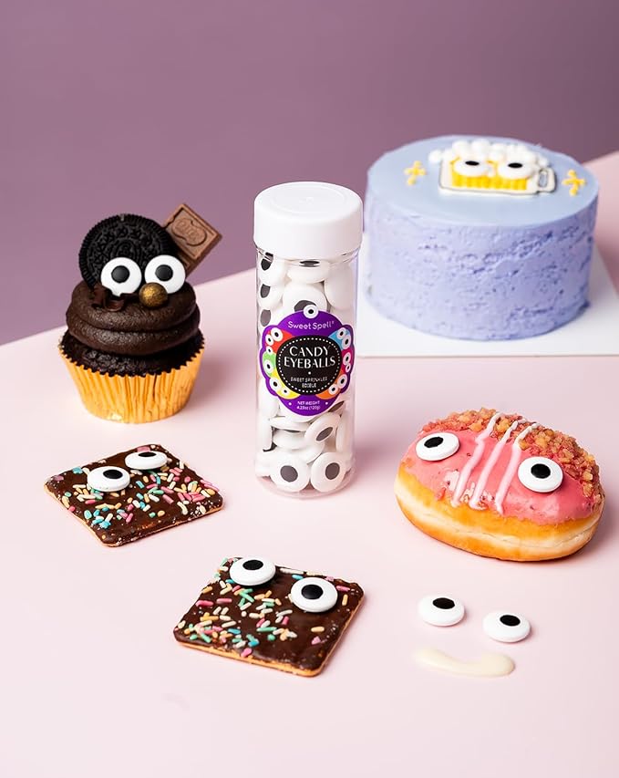 Sweet Spell Candy Eyeballs - Edible Candy Eyes Sprinkles for Decorating Halloween Cookies, Cakes, Cupcakes, and Baking (120g/4.2oz, 18 mm)