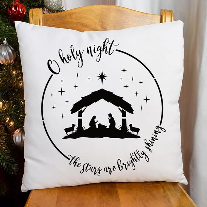 Christmas Stencils for Crafts Reusable Nativity Stencil Christian Jesus Stencils for Painting on Wood for Unto Us/Holy Night/Believe/Blessed Templates