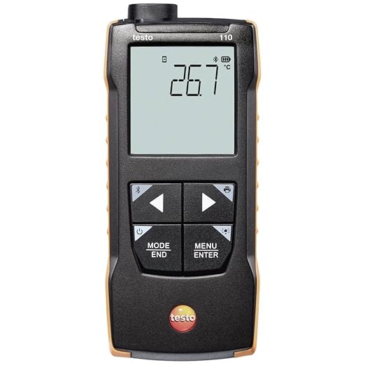 Testo 110 Digital Thermometer for NTC and PT100 Probes – Thermometer for high temperatures -328 to +1472 °F – App Compatible Temperature Sensor – Temperature Gun for Food Sector or Laboratories