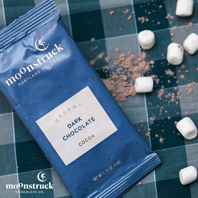 Moonstruck Chocolate Single Serve Dreamy Dark Chocolate Hot Chocolate Packets, 8 Count (Pack of 1)