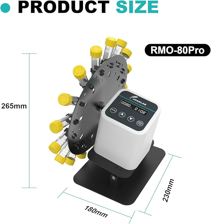 JOANLAB Digital Lab Rotary Rotating Mixer Tube Mixer Shaker for 1.5/2/5/10/15/50ml Adjustable Speed 20-80RPM with Timer