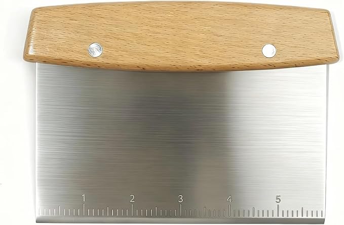 Bench Scraper with Scale, Stainless Steel Dough Cutter and Pizza Cutter, Multipurpose Kitchen Tool for Baking and Cooking, Professional Pastry Scraper for Bread Dough and Pizza
