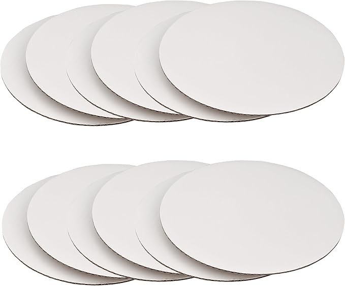 Disposable 6 Inch Round Cake Boards - Sturdy Corrugated White Cake Base - 12-Pack