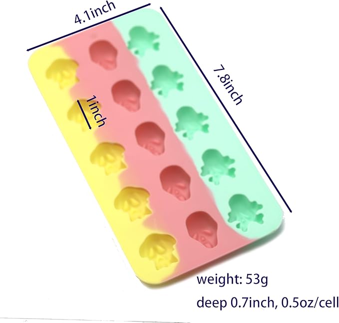X-Haibei Halloween Skull Ice Cube Chocolate Candy Crayons Soap Mould Silicone Mold Party Maker Dia. 1-inch