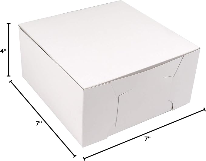 O’Creme Cake Boxes – White Bakery Boxes – 7 x 7 x 4 Inch Pastry Containers – Kraft Bakery Boxes for Holding and Displaying your Pastries - Pack of 100