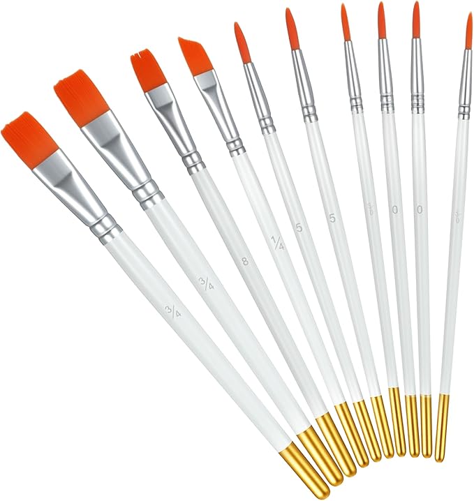 10Pcs Cake Painting Brushes Set, Soft Food Safe Cake Paint Brushes for Dusting Edible Glitter, Edible Color Pastry, Cookie, and Cakes Decoration
