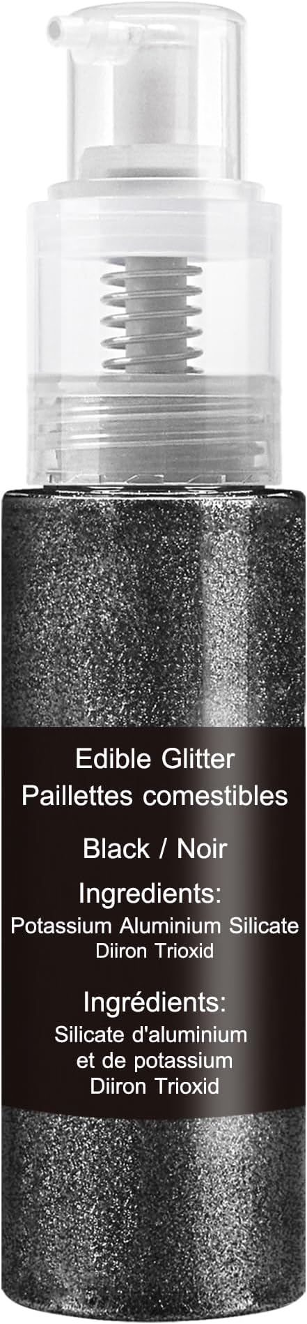 Edible Glitter Spray - 22g Edible Luster Dust Metallic Food Grade Glitter for Drinks, Cake Decorating, Baking - Edible Food Coloring Powder Shimmer Glitter for Cocktail, Icing, Candy (Black)