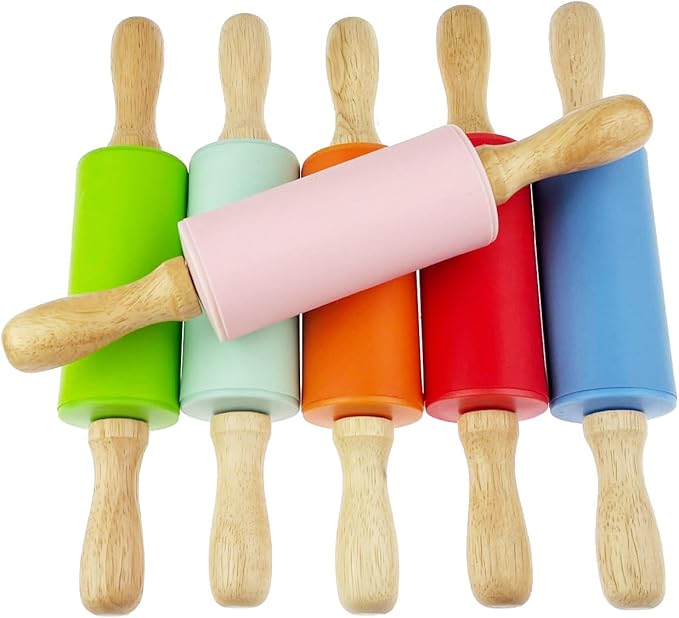 12 Pack Mini Small Rolling Pin 9 Inch Kids Rolling Pin Wooden Handle for Home Kitchen