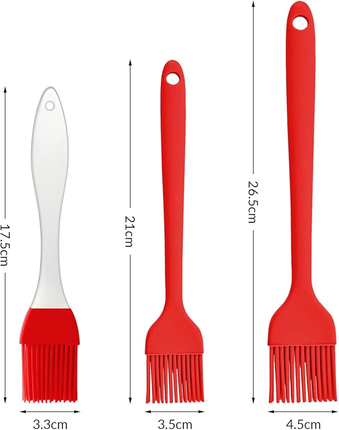 6 pieces basting brush for grilling,pastry brush,bbq basting brush,basting brush,rubber brush for cooking,basting brush for cooking,silicone bbq brush,barbecue sauce brush (red)