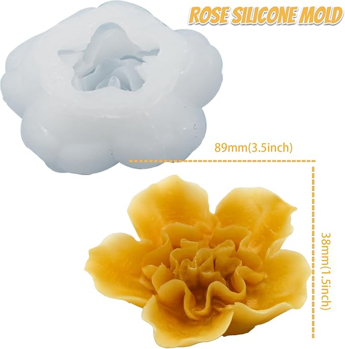 EuTengHao Flower Silicone Candle Molds for Wax Candle Soap Silicone Resin Cake Making, 3D Plant Flower Wax Scented Candle Soap Silicone Resin Casting Molds (8 Styles Flowers)