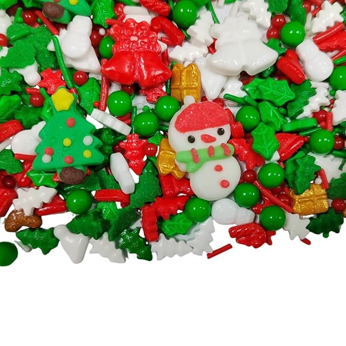 Homankit Christmas Sprinkles for Cake Decorating Edible Snowman Christmas Tree Sprinkle Mix Cake Cupcake Toppers Cookie Dessert Decorations 3.53 Ounces