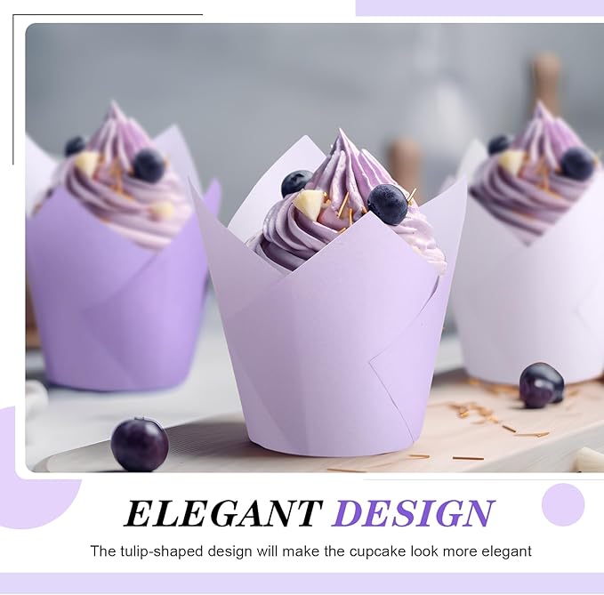 Havawish 500 Pcs Standard Size Gradient Purple Tulip Cupcake Liners, Party Cupcake Baking Liners Greaseproof Wrappers Muffin Liner Holders for Wedding Birthday Baby Shower Holiday Party Baking Cups