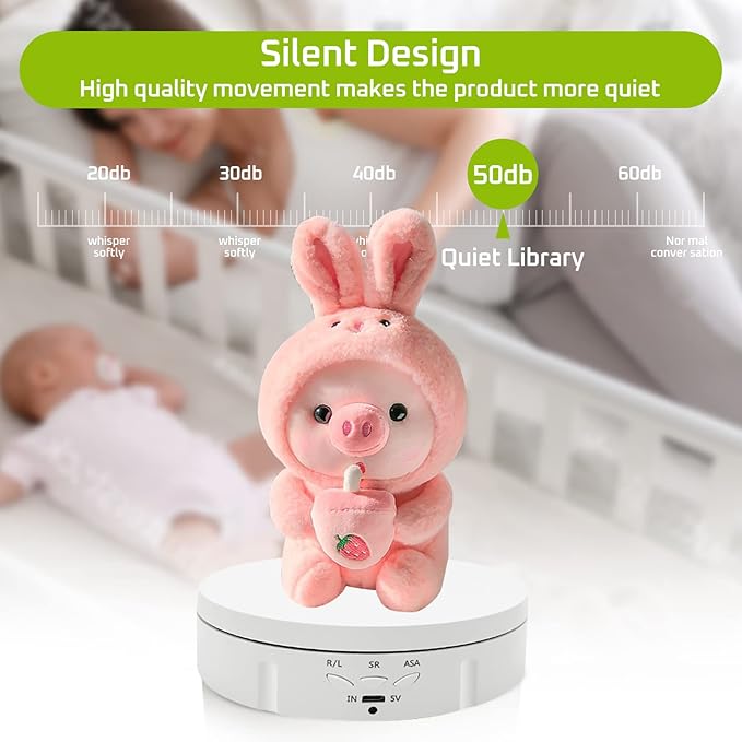 JAYEGT 3 in 1 Motorized Rotating Display Stand with 5.74/7.08/8.66 inch Replacement Cover,Max 22lbs Load , 3D Models, Cake -White