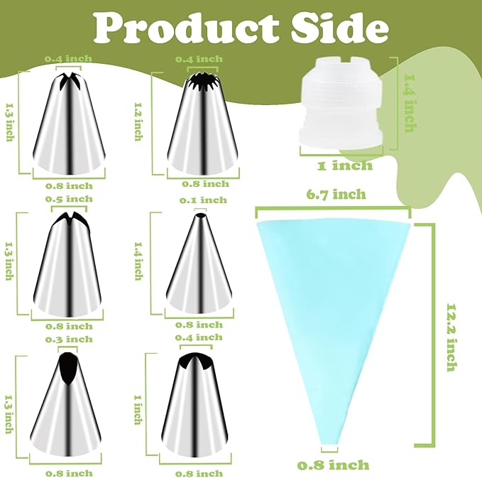 FANTEXY Piping Bags and Tips Set, Cake Decorating kit with1 Reusable Piping Bags, 6 lcing Tips, 1 Couplers, CupcakeFrosting Piping Kit, Cake Cupcake Piping Tips FrostingPiping Tools
