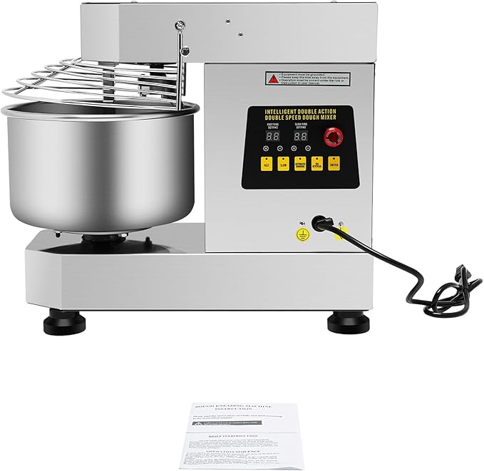 Commercial Food Mixer, 750W Electric Dough Kneading Machine, Commercial Flour Mixer Doughmaker with Food-grade Stainless Steel Bowl & Security Shield, Baking Equipment for Restaurant Kitchen