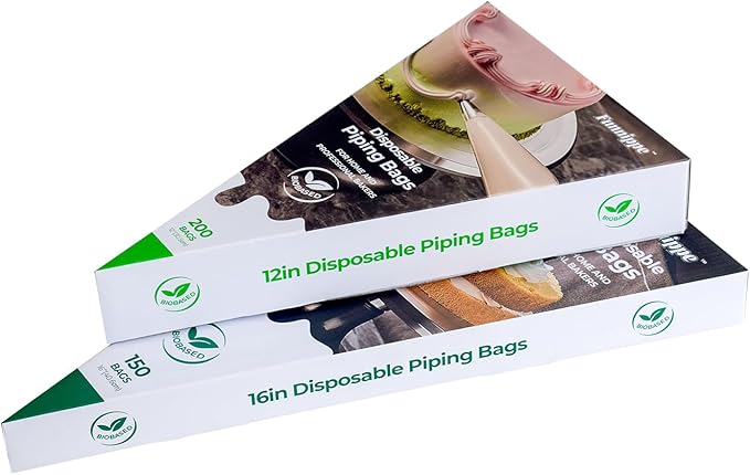 Biobased Disposable Piping Bags 16 Inch, Eco-Friendly Cake Decorating Pastry Bags, Anti-Burst, Pack of 150