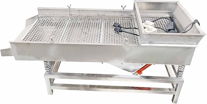 Electric Vibrating Sifter with 12mm Screen Straight Vibrating Sieve Shaker Stainless Steel Linear Sifter Machine Linear Shaker (Two Motor) 110v JG40-95 Series