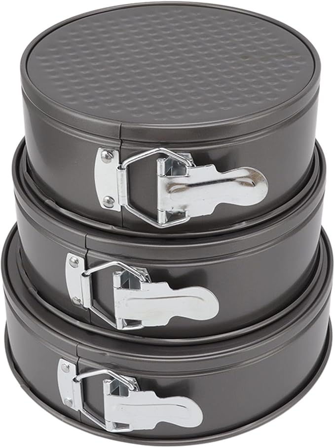 JTLB 3Pcs Cake Pan Set Prevent Sticking Round Springform Pan with Removable Bottom Baking Tool for Cheesecake Pizza Bread (20/22/24)