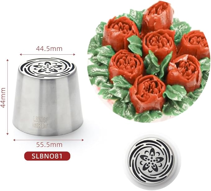 3 Pieces Stainless Steel XXL Russian Icing Nozzle Kit with 1 Leaf Tip & 1 Clean Brush,Cake Decorating Frosting Piping Tip,Pastry Baking Tools