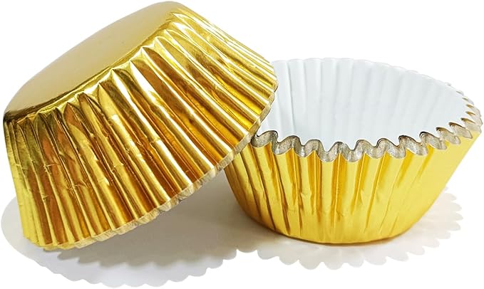 MEETINGU Bright Gold Cupcake Liners, Paper Foil Cupcake Liners Muffin Baking Cups for Standard Baking Cupcakes