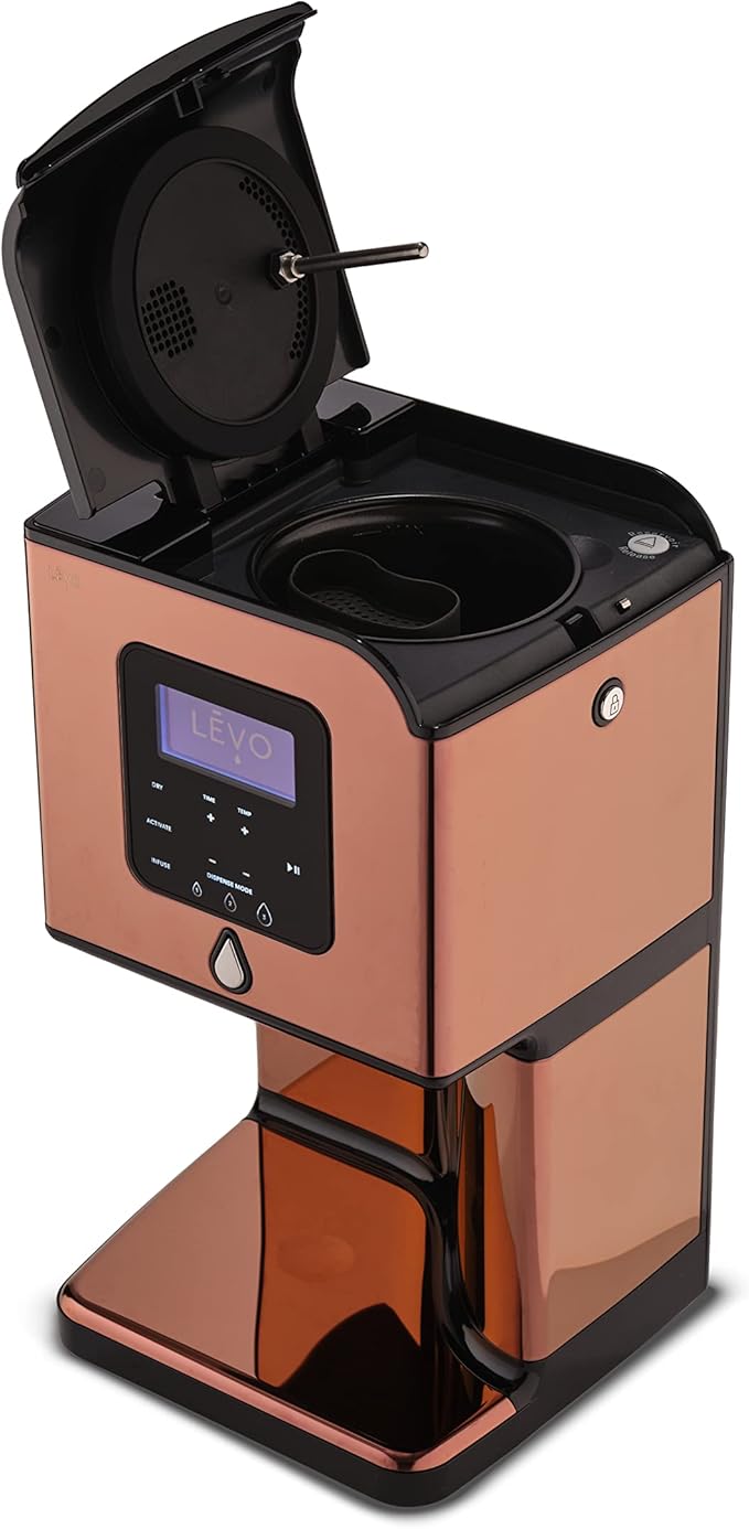 LEVO Lux - Premium Herbal Oil Infusion Machine - Botanical Extractor - Herb Dryer, Decarboxylator, & Oil Infuser - Gourmet Edible Infusion Maker - For Infused Gummies, Brownies & More - Copper