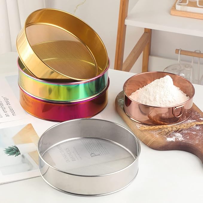 18/10 Stainless Steel Flour Sifter, Kitchen Cake Flour Fine 80 Mesh Strainers Sieve for Baking Cake Bread