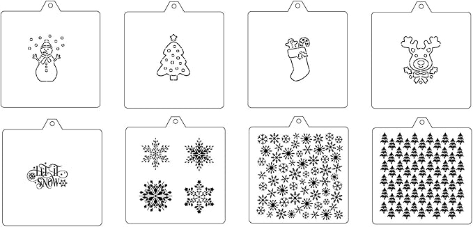 Cookie Cutter and Stencil Set Bundle Kit PYO Cookies Paint Your Own Diy Bakery Fondant Sugar Happy Birthday Wedding Baby Candle Kids Painting Coloring Pages Comb (Snowglobe)