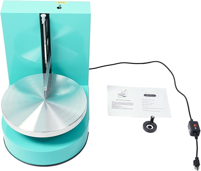 Cake Decorating Machine, Automatic Cake Cream Spreading Machine, Low Noise Cake Frosting Machine, Cake Icing Machine, Turntable with Adjustable Scraper, for 4" to 12" Cake, 60-320RPM Speed
