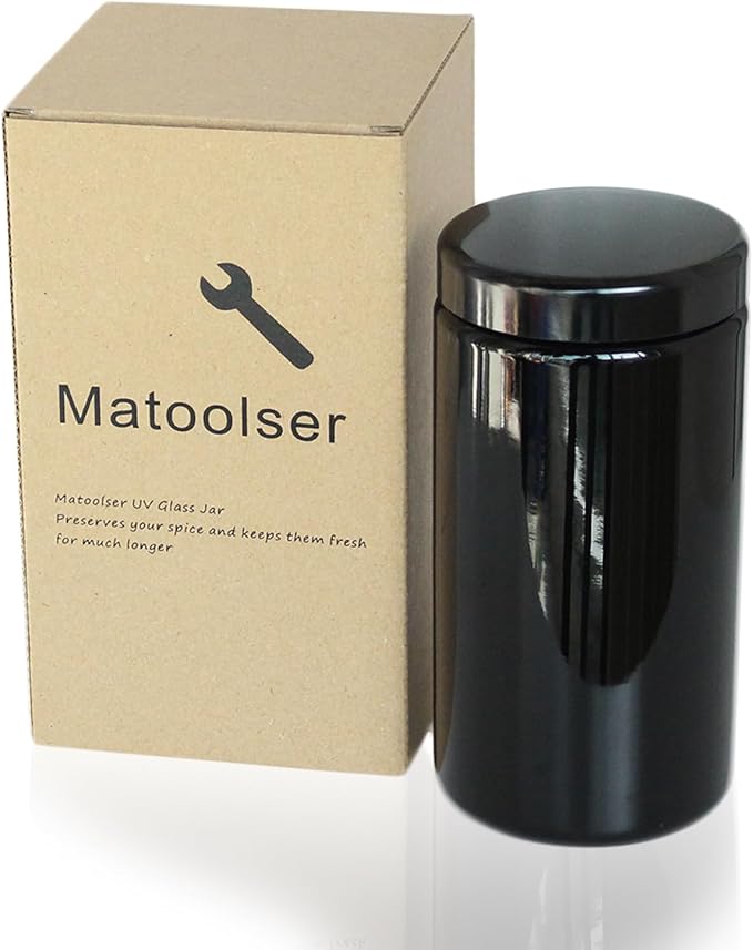 Black Glass Airtight Storage Container Jar 1000ml 2 Oz with UV Protection for Spice Coffee