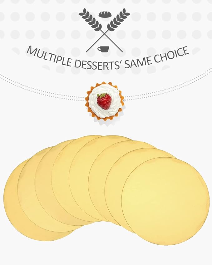 qiqee 12 Inch Gold Cake Boards Round 40-Packs Circles Rounds Base Food-Grade Cardboard Cake Plate(Thinner But Stronger)