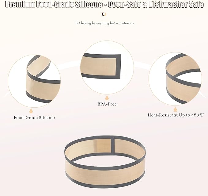 Silicone Baking Mat for 9 Inch Springform Pan, Non Stick Bottom & Side Liner, Reusable Cheesecake Pan Protector, Easy Clean Oven Safe Mat for Cakes, Pies, Desserts