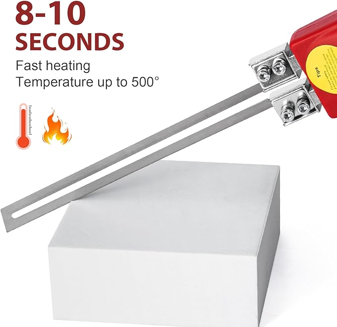 Toemics Electric Hot Knife Foam Cutter โ 200W Styrofoam Cutting Tool, 4 Adjustable 50-500ยฐC Blades for Polystyrene, Sponge, Crafts, and Insulation (Red)