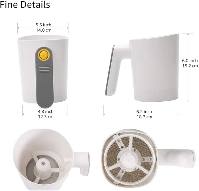 Battery Operated Electric Flour Sifter For Baking, Efficient and Effortless, Friendly to Arthritis Joint Pain, 4 Cup Large Capacity, Washable Bowl Easy to Clean, Safe Fine Stainless Steel Mesh Sieve