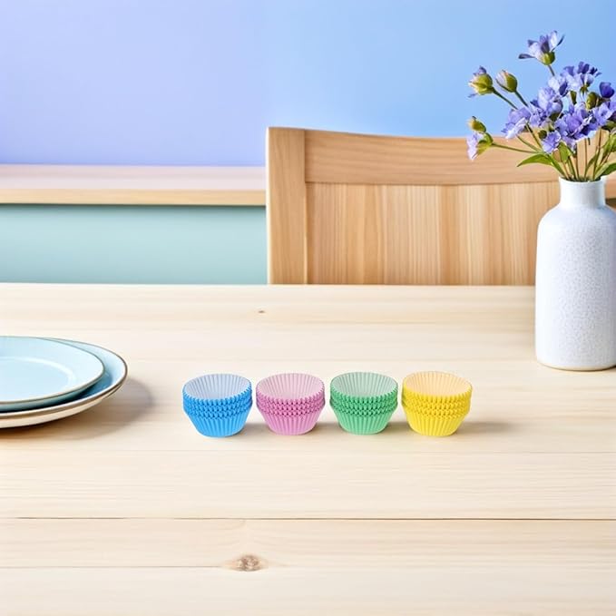 Toyvian 400-count Mini Cupcake Liners for Baking Bright Rainbow Standard Cupcake Liners Solid Colorful Paper Baking Cups for Candy Cups And Cake Balls