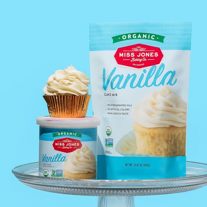 Miss Jones Baking Organic Buttercream Frosting, Perfect for Icing and Decorating, Vegan-Friendly: Vanilla (Pack of 12)