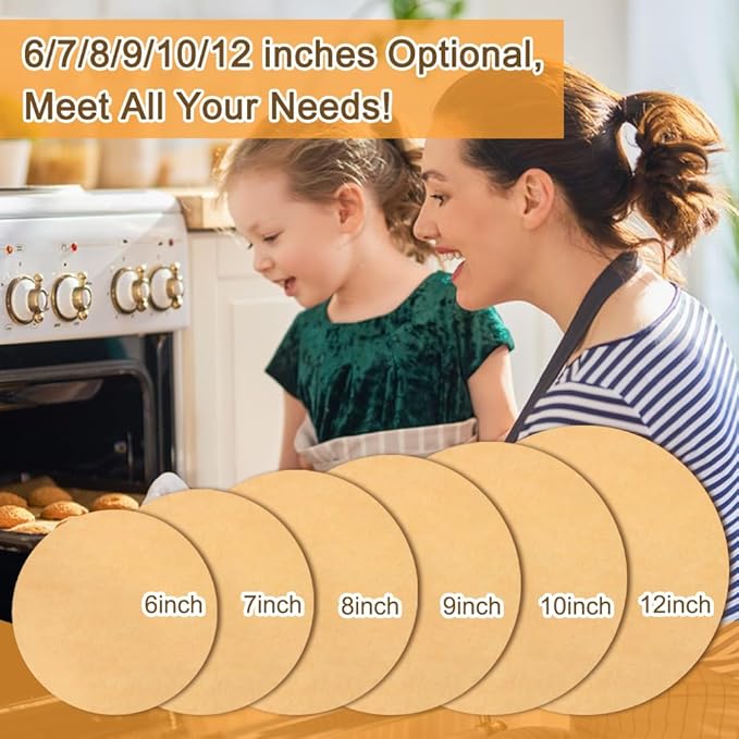 BYKITCHEN Parchment Paper Rounds, Set of 200, Non Stick 9 Inch Round Parchment Paper Sheet for Baking, Pre-cut Cake Pan Liners for Round Cake Pan, Springform Pan, Air Fryer and More