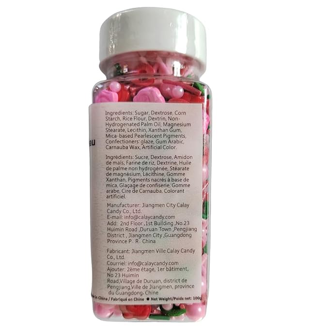 Valentines Sprinkles Pink Red Rose Flower Cake Pearls Edible Sprinkles for Cake Decorating Fancy Sprinkles Cupcake and Cake Topper Cookie Baking Decorations