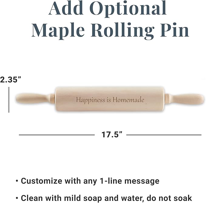 Let's Make Memories Personalized Stoneware Pie Dish - Red + Rolling Pin