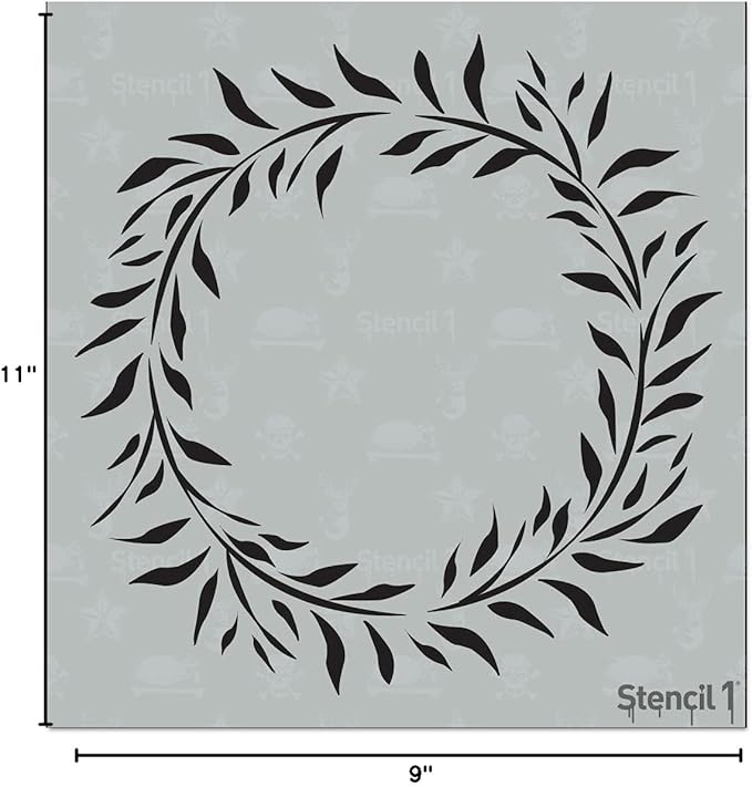 Stencil1 Eucalyptus Wreath Stencil – Reusable Winter Template for DIY Crafts, Holiday Decor, Painting on Wood, Fabric, Cards & More - 5.75" x 6"