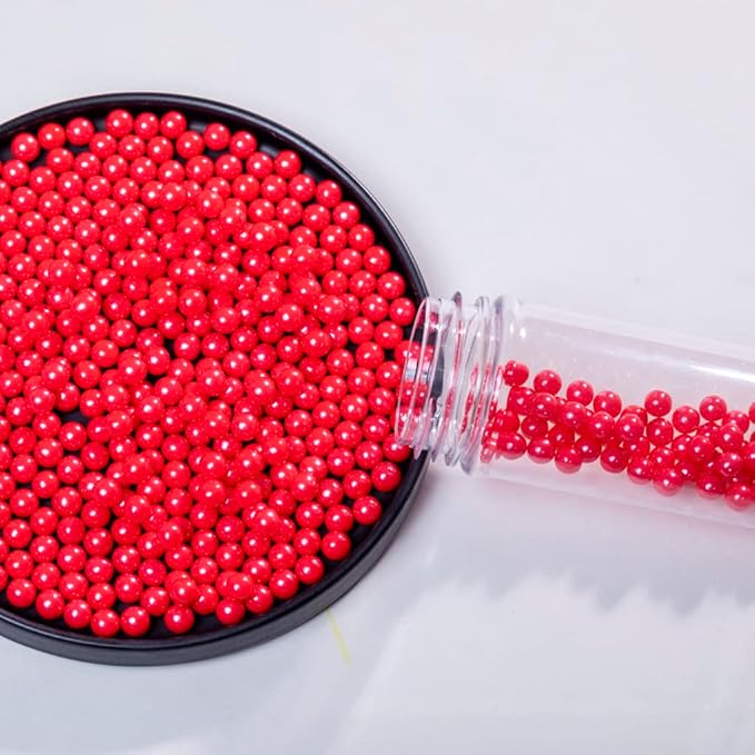 Red Sprinkles Edible Pearls,Cake Sprinkles 130g 4.6OZ,Cookie Sprinkles,Sugar Pearl, Edible Candy Pearls for Cake Cupcake Decorationg (7mm-Red)