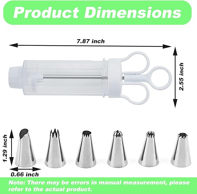 Suuker Cake Decorating Gun, Cupcake Icing Piping Kit, Cake Decorating Kit with 6 Stainless Steel Piping Tips, Cupcake Injector/Decorating Icing Set, White