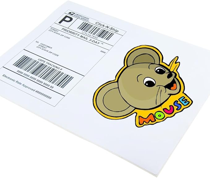 L LIKED 30 Printable White Sticker Paper Full Sheet Label, Matte, 8.5" x 11" for Laser & Inkjet Printing (30 Sheets)