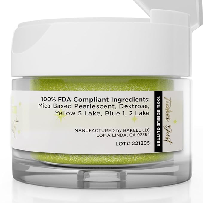 Bakell - Neon Green Tinker Dust (5g, 1x Jar) Edible Glitter for Food, Desserts, and Beverages!