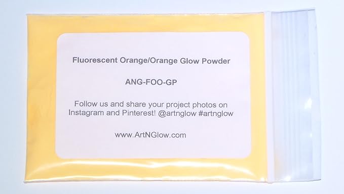 Glow in The Dark Pigment Powder - Neutral and Fluorescent Color for Art Painting, Fine Art, Nail Art Paint, and DIY Crafts - Long Lasting, 10+ Color Options - Fluorescent Orange - (60 Grams/ 2.12 oz)