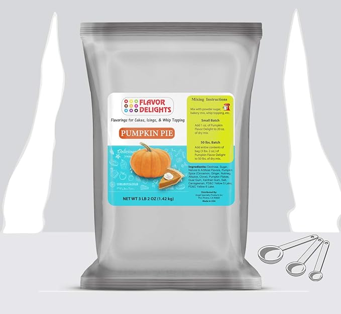 Flavor Delights by Angel Specialty Products: Flavored Powder Bakery Mix > Passion Fruit, Pistachio, Pumpkin Pie, Blueberry, Lemon, Coconut, Strawberry (Pumpkin Pie, 3.12 Pound Bag)