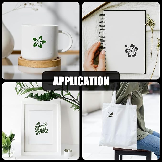 60Pcs Stencils for Painting, 3 Inch Reusable Small Stencil Flower Plant Animal DIY Craft for Rock, Walls, Canvas, Drawing, Art Scrapbook Home Decor.