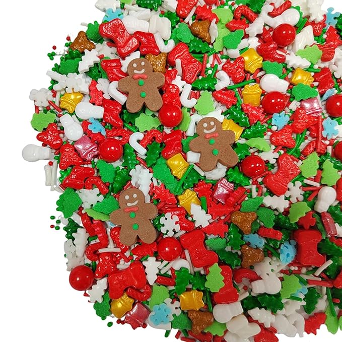 Homankit Christmas Sprinkles for Cake Decorating Edible Gingerbread Man Sprinkle Mix Cake Cupcake Toppers Cookie Dessert Decorations 3.53 Ounces